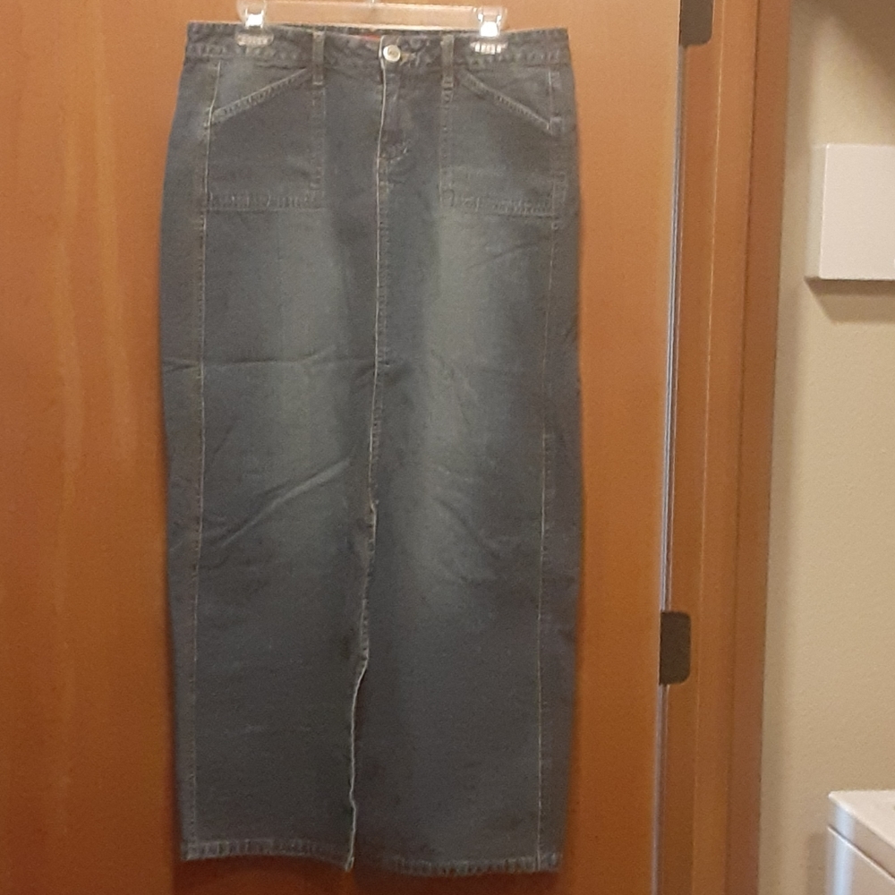 Skirt jean full length front slit